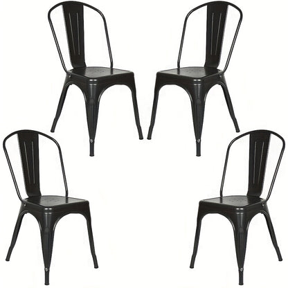 Eetkamerstoelen – Stoelen – Kuipstoelen – Keukenstoelen – Woonkamerstoelen – Industrieel Design – Geverfd Metalen Frame – Set Van 4 – Mat Zwart – Stevig & Duurzaam
