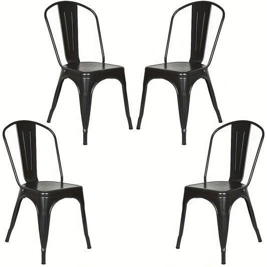 Eetkamerstoelen – Stoelen – Kuipstoelen – Keukenstoelen – Woonkamerstoelen – Industrieel Design – Geverfd Metalen Frame – Set Van 4 – Mat Zwart – Stevig & Duurzaam