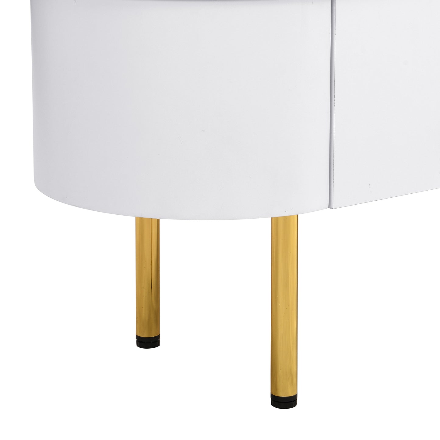 TV Meubelset – Tv Meubel – Salontafel – Lowboard – Woonkamermeubel – Afgeronde Vormen – Gouden Accenten – MDF Wit – Ruime Lades