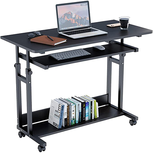 Bureautafel - Bureautafel voor Volwassenen - Bureautafel voor Computer - Computer bureau - Computer Tafel - Laptoptafel - Computerbureau met wielen - Hoogte verstelbaar - PC-tafel - Zwart