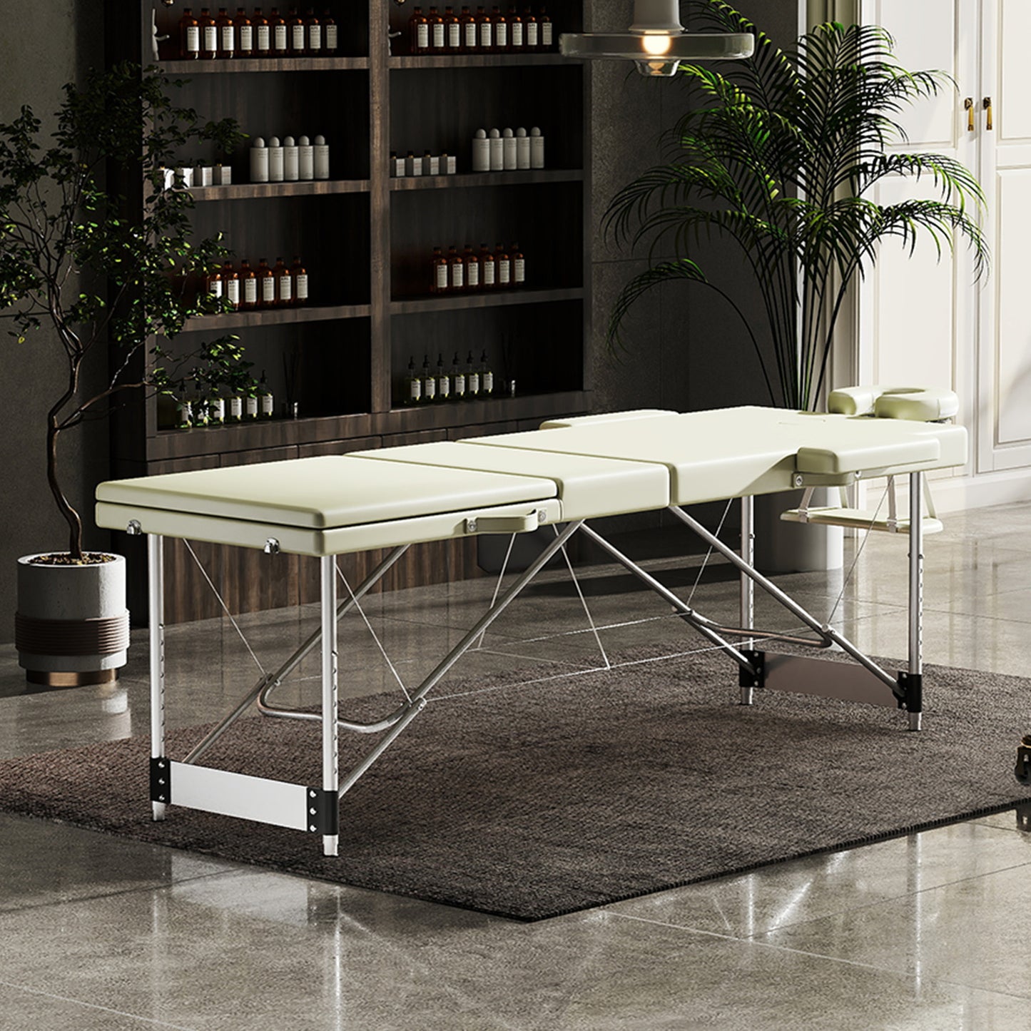 Massagetafel – Behandelbank – Massagebed – Behandeltafel – Massagebank – Verstelbaar – Aluminium Frame – Max. Draagvermogen 230 kg – Beige