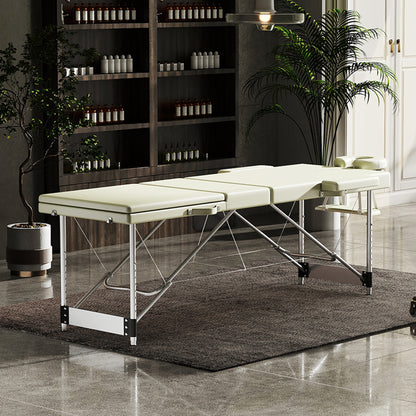 Massagetafel – Behandelbank – Massagebed – Behandeltafel – Massagebank – Verstelbaar – Aluminium Frame – Max. Draagvermogen 230 kg – Beige