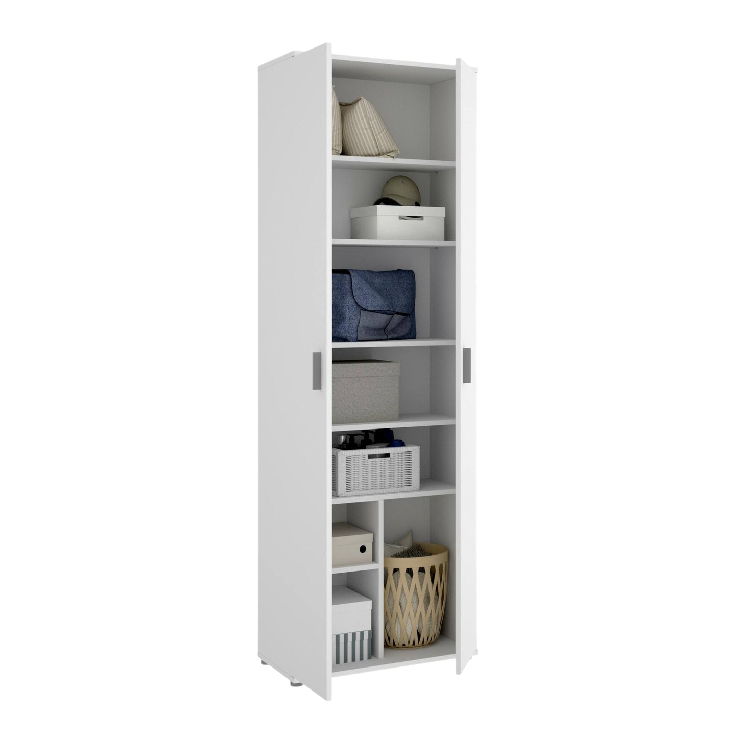 Kast – Opbergkast – Schoenenkast – Garderobekast – Dressoir – Multifunctioneel – 7 Verstelbare Planken – Melamine Spaanplaat Wit – 61x35x190 cm