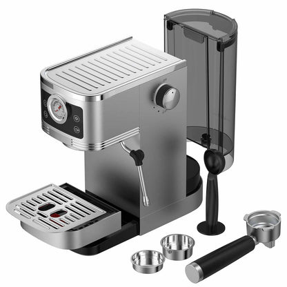 Espressomachine – Koffiezetter – Espressoapparaat – Cappuccinomachine – Melkopschuimer – 20-Bar Italiaanse Pomp – Roestvrij Stalen Behuizing 1,3L Reservoir