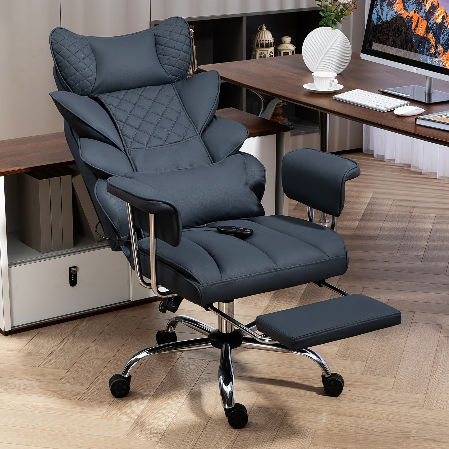 Bureaustoel – Kantoormeubilair – Werkstoel – Bureaustoel Ergonomisch – Zwarte PU Leder Variant – Draagvermogen 227 kg – Ergonomische Lendensteun & Verstelbare Zithoogte