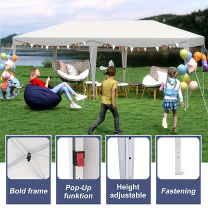 Partytent – Paviljoen – Easy-up Tent – Vouwtent – Overkapping – 3x6 m – Waterdicht – Met Zijwanden – Wit