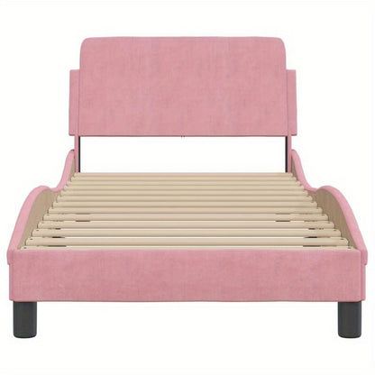 Bed Frame Con Testiera Without Mattress Rosa 90X200 Cm Velvet Practical, Removable, Suitable for All Seasons