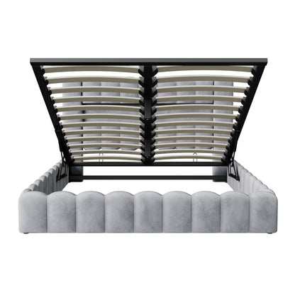 Bedframe – Gestoffeerd Bed – Tweepersoonsbed – Bedbodem – Opbergruimte – 180x200 cm – Velvet Bekleding – Hydraulisch Liftmechanisme