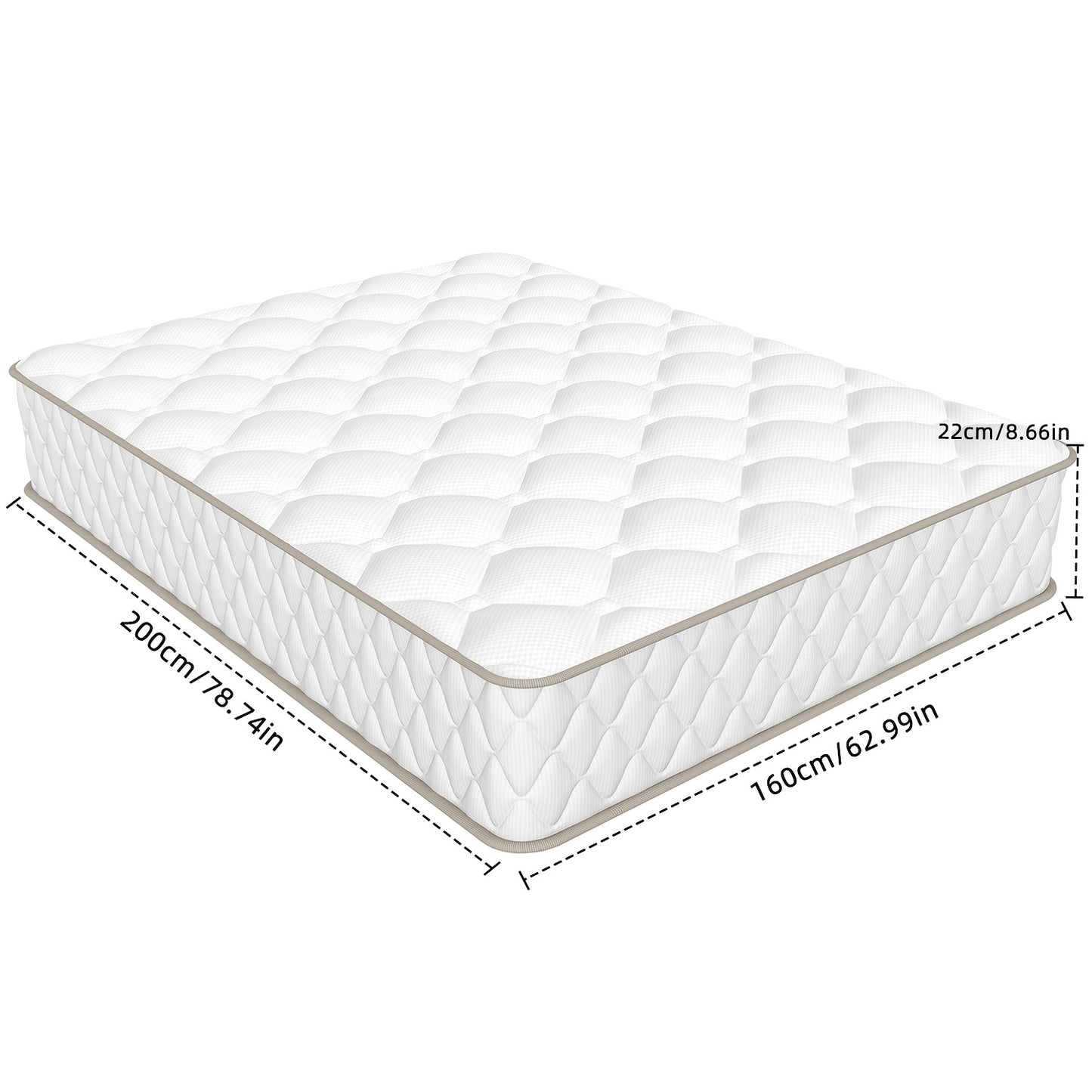 Matras – Matrassen – Tweepersoonsmatras – 7-Zones Matras – Pocketvering Matras – 160x200 cm – Stevigheid Niveau 3 – Ademend Koudschuim 22 cm Hoog