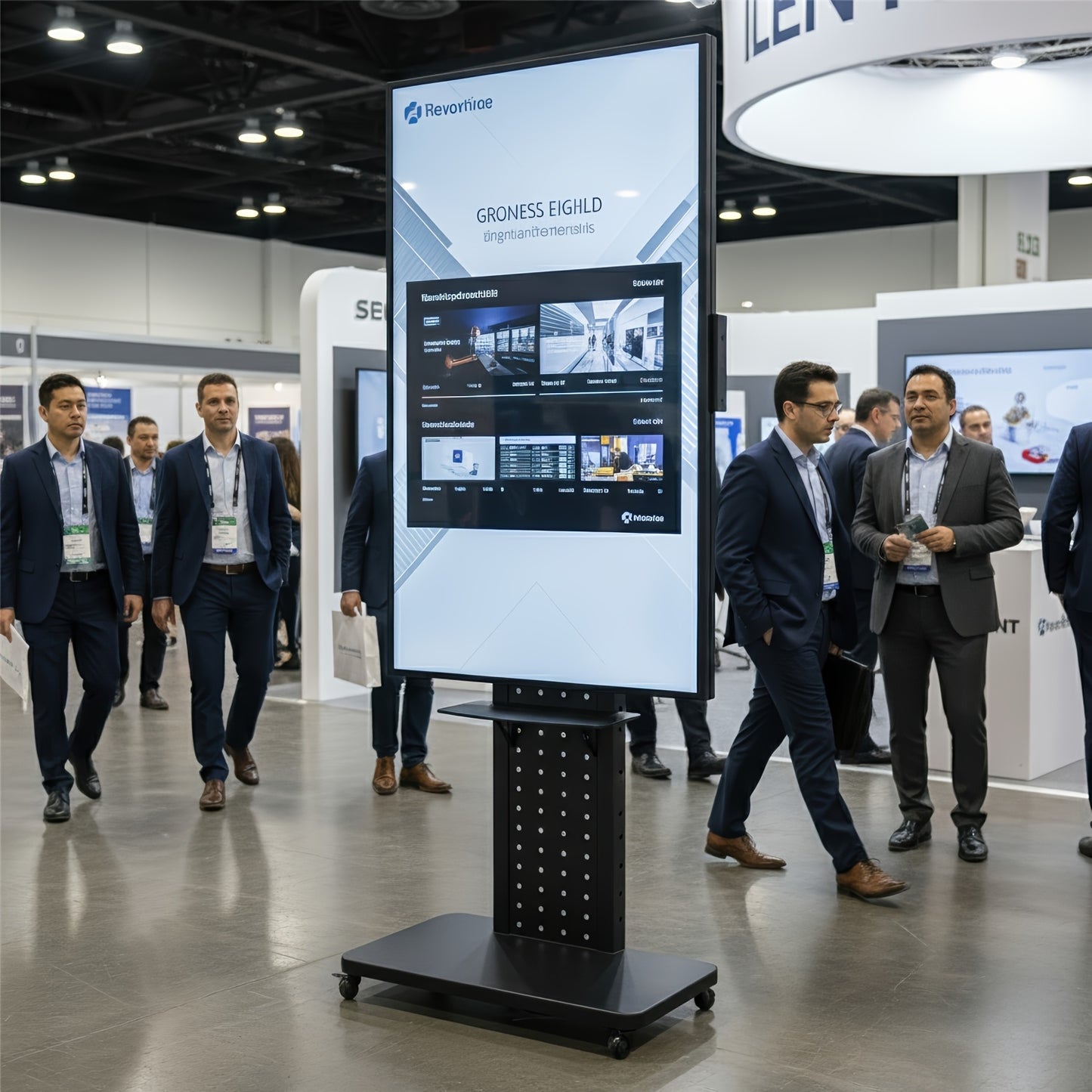 Mobiele TV-standaard – Verrijdbare TV-standaard – TV Trolley – Verstelbare TV-houder – VESA TV-meubel – Geschikt voor 32-65 inch – Zwart Staal – Verstelbare Hoogte 110-160 cm – Wielen met Remmen – Draagkracht 49,9 kg
