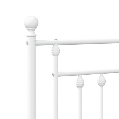 Bed Frame – Bedframe – Bedden – Slapen – Slaapkamermeubel – Metaal – Wit – 90x200 cm – Met Hoofdbord En Voetbord