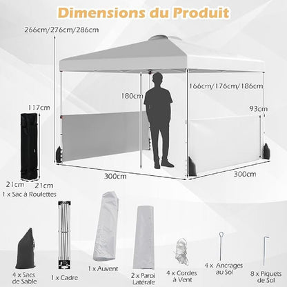 Garden Tunnel – Tuinpaviljoen – Tuinhuisje – Pop-up Tent – Partytent – 3x3 Meter – Verstelbare Hoogtes – Afsluitbare Zijwanden