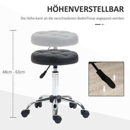 Draaibare Krukken – Werkkruk – Bureaustoel – Salonkruk – Rollende Kruk – 2-Pack Zwart – Hoogte Verstelbaar 48-63 cm – 360° Draaibaar Met Wieltjes