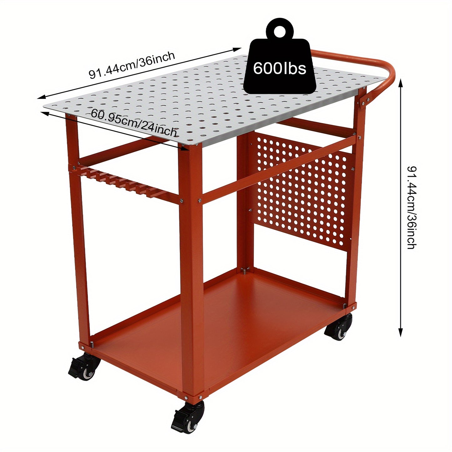Laswerkbank – Werkbank – Metaalwerkbank – Mobiele Werkbank – Stalen Werktafel – Stevig Staal – Draagvermogen 272 kg – 4 Zwenkwielen Met Remmen