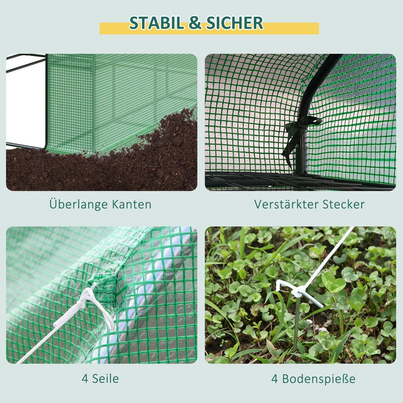 Kweekkas – Broeikas – Tuinkas – Plantenkas – Foliekas – 244x180x210 cm – Groen gecoat Stalen Frame – 8 Stevige Planken