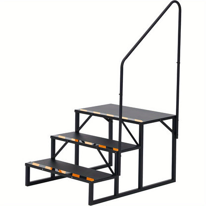 Campertrap – caravantrapje – opstapje – caravanschelp – inklapbare trap – 3 treden met leuning – staal met antislip – 299 kg draagvermogen
