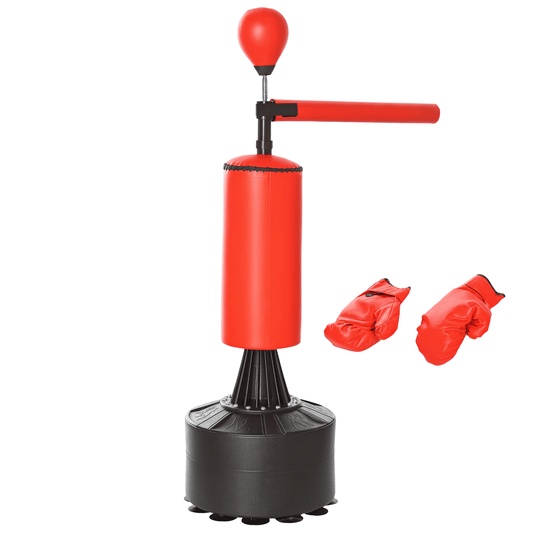 Bokszak Standaard – Bokspaal – Boksbal – Bokstrainer – Punching Bag – Verstelbare Hoogte 155-205 cm – 360° Draaibare Reflexbal