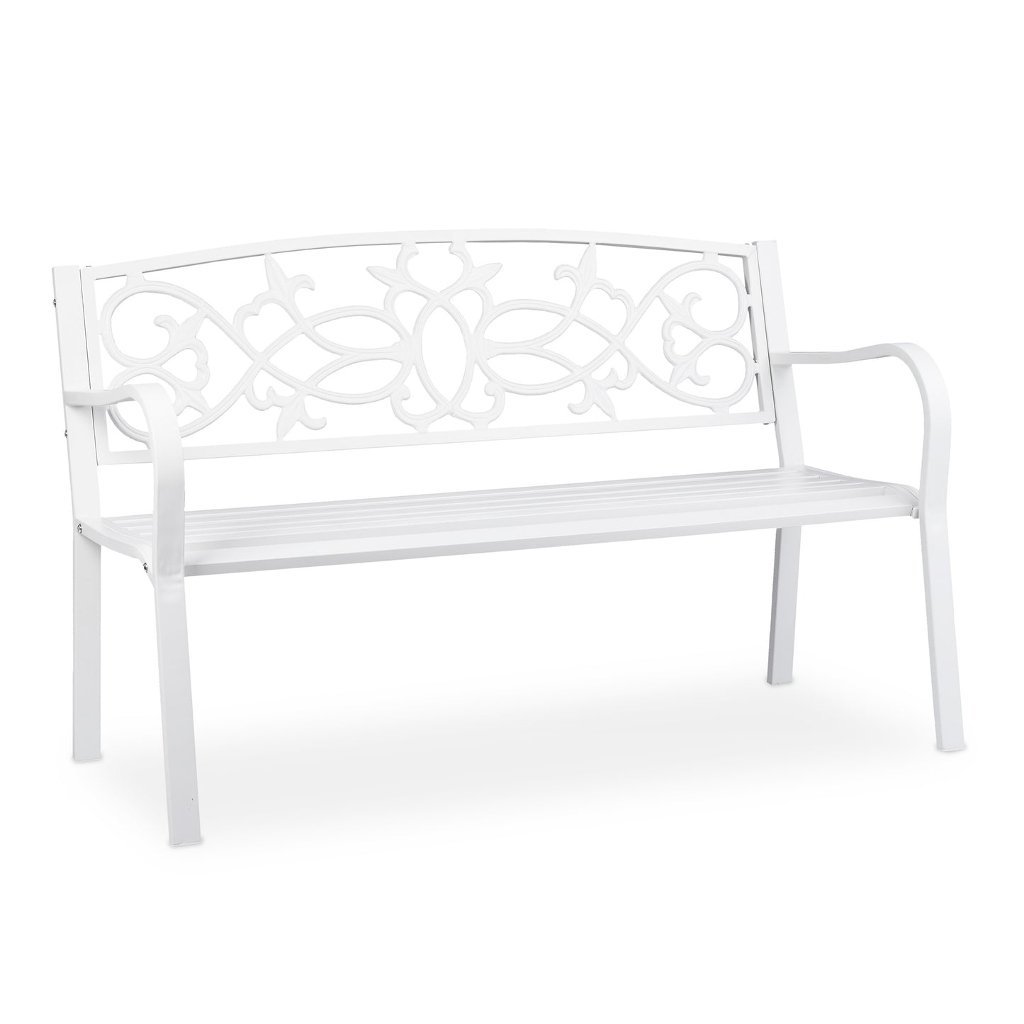 Tuinbank – Buitenbank – Parkbank – Tuinmeubel – Balkonbank – Weerbestendig Staal & Gietijzer – Comfortabele 2-Persoons Zitplaats 124,5x78x58 cm