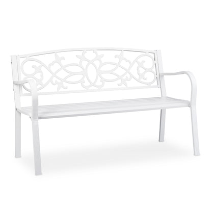 Tuinbank – Buitenbank – Parkbank – Tuinmeubel – Balkonbank – Weerbestendig Staal & Gietijzer – Comfortabele 2-Persoons Zitplaats 124,5x78x58 cm