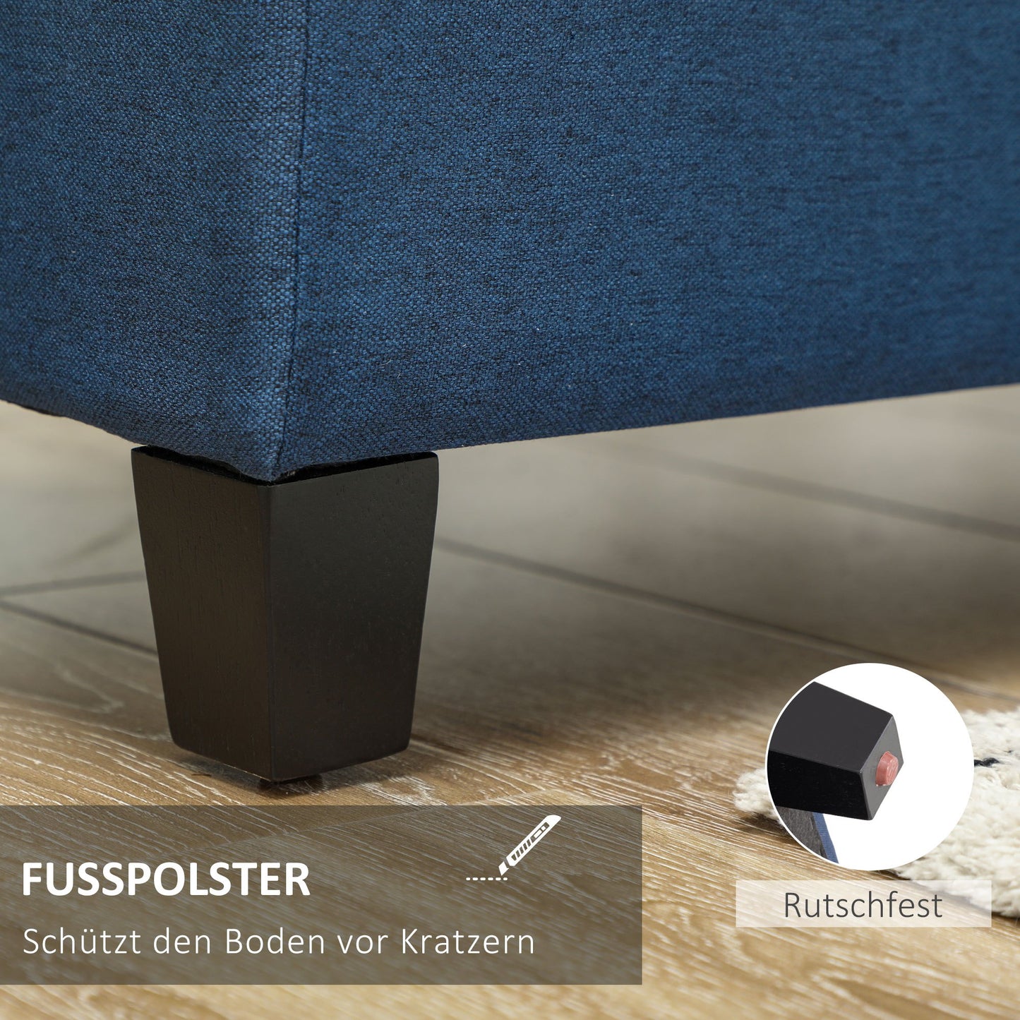 Opbergbank – Opbergbank – Zitbank – Halbank – Ottoman – Blauw – Button Tufting Design – Ruime Opbergruimte 125 cm