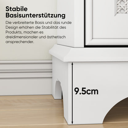 Badkamerkast – Badkamermeubel – Opbergkast – Kolomkast – Vrijstaand Kastje – Wit – Mandendeur – Verstelbare Plank