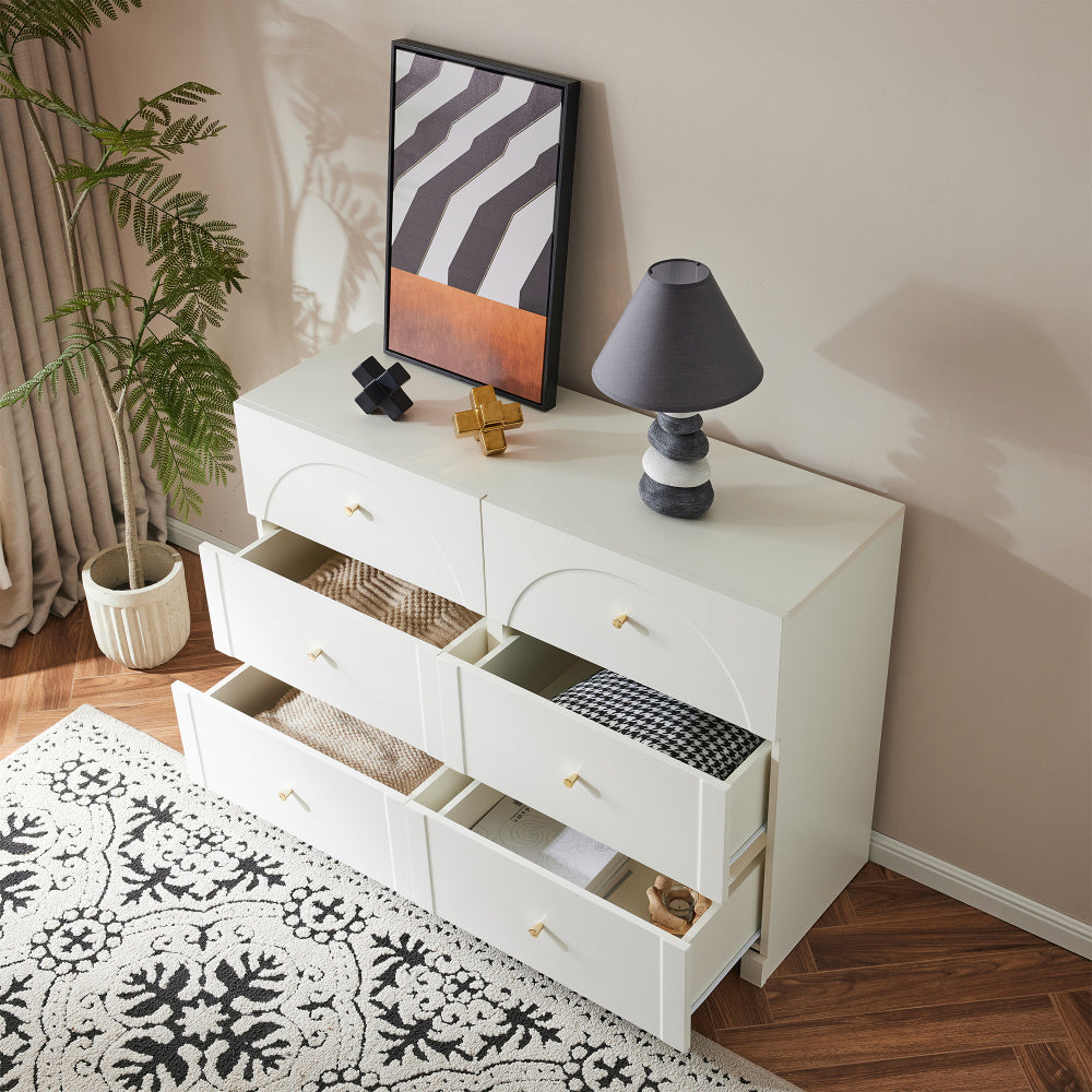 Ladeblok – Ladekast – Dressoir – Opbergmeubel – Ladekastje – Wit – 6 Lades – Vintage Design – 82x120x40 cm – Zonder Houtdelen