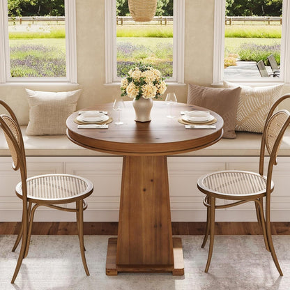 Ronde Eettafel – Kleine Tafel – Keukentafel – Ontbijttafel – Bistrotafel – 80 cm Solid Wood Top – Geometrische Onderstel