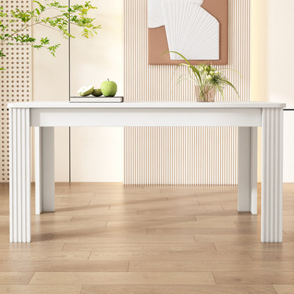 Dining Table, Contemporary Dining Table, Sturdy Dining Table, Table with Four Legs, Oak Wood Table, Rectangular Dining Table, Coffee Leisure Table, Modern Simple Dining Table, White[OLD SKU:WF312300AAW]
