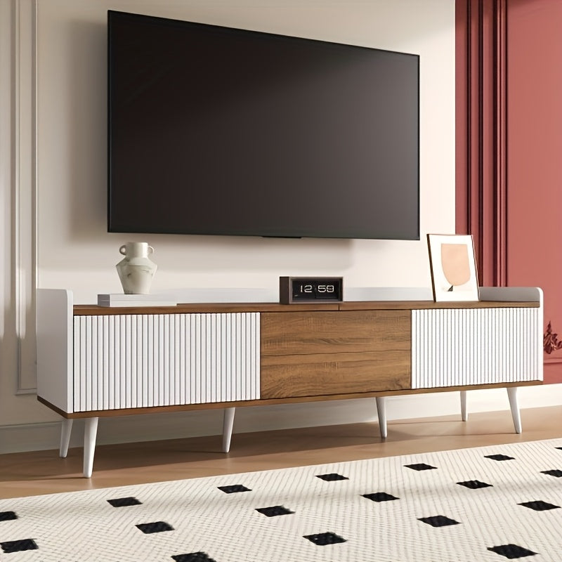 Tv-meubel – Tv-meubel met Opbergruimte – Tv-standaard – Tv-kast – Mediameubel – Wit met Houtlook – Duurzaam Niet-Hout Materiaal – Eenvoudige Montage