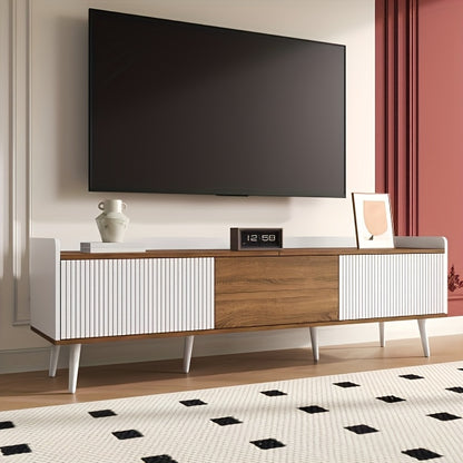 Tv-meubel – Tv-meubel met Opbergruimte – Tv-standaard – Tv-kast – Mediameubel – Wit met Houtlook – Duurzaam Niet-Hout Materiaal – Eenvoudige Montage