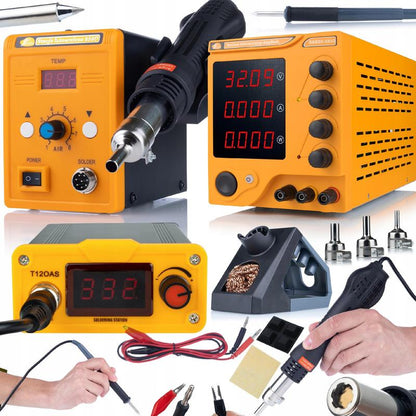 Soldeerstation – Soldeerbout – Hete Lucht Station – Servicekit – Labvoeding – Instelbare Temperatuur – 32V 10A Labvoeding