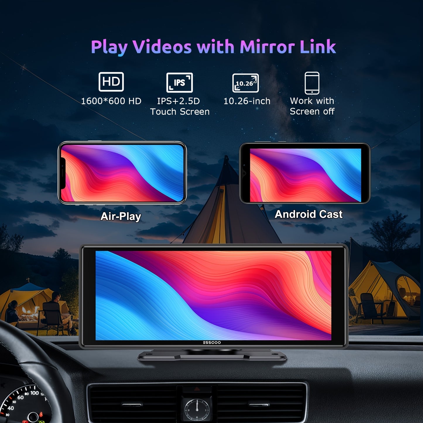 Draadloze Car Player – Auto Multimedia Speler – Android Auto Radio – CarPlay Systeem – 10,26-Inch IPS Touchscreen – Full HD Display – Stemcontrole & Mirror Link