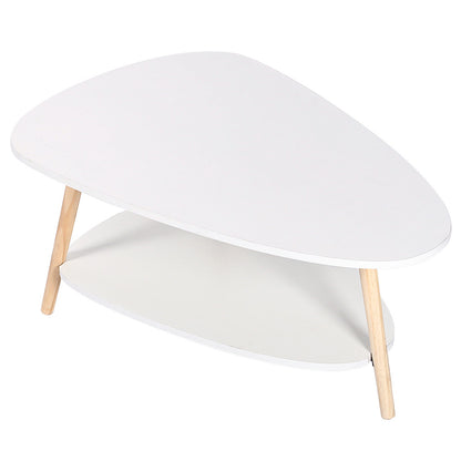Witte Salontafel – Koffietafel – Bijzettafel – Tafel – Sofa Tafel – Ovaal Design – Dubbele Lagen – Compact 90x60x40 cm