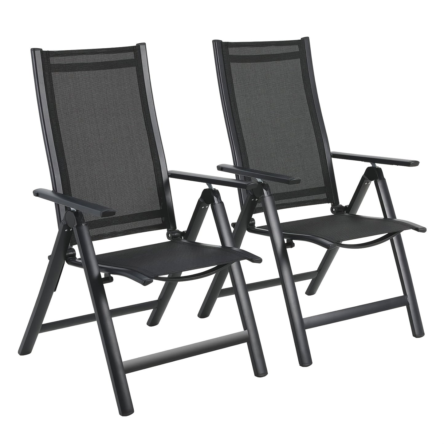 Klapstoel – Vouwstoel – Tuinstoel – Balkonstoel – Campingstoel – Aluminium Frame – 7-standen Verstelbare Rugleuning – Zwart