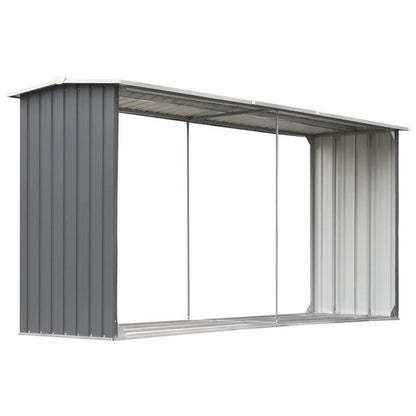 Heavy-Duty Metal Outdoor Storage Shed - 330x92x153cm Gray Stable Structure with Multiple Compartments, Durable & Practical for Firewood, Tools, and Garden Organization, Firewood Storage | Modern Storage Shed | Durable Metal S