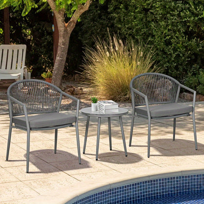 2-Persoons Tuinmeubelset – Loungeset – Balkonset – Terrasmeubilair – Buitenmeubels – Lichtgrijs – Compact Formaat – Weerbestendige Kussens