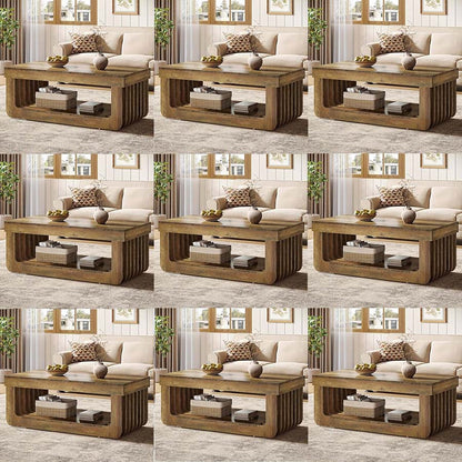 Salontafel Extra Breed – Koffietafel – Woonkamertafel – Centre Tafel – Living Room Table – Twee-Tier Met Opbergbodem – Stevig MDF Met Krasbestendige Afwerking