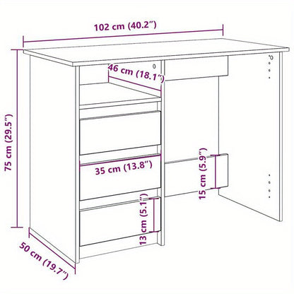 Modern Gray Engineered Wood Desk - 102x50x75cm, Concrete Gray Finish, Durable & Moisture-Resistant, Anti-Warpage, Ideal for Home Office, Study, or Bedroom