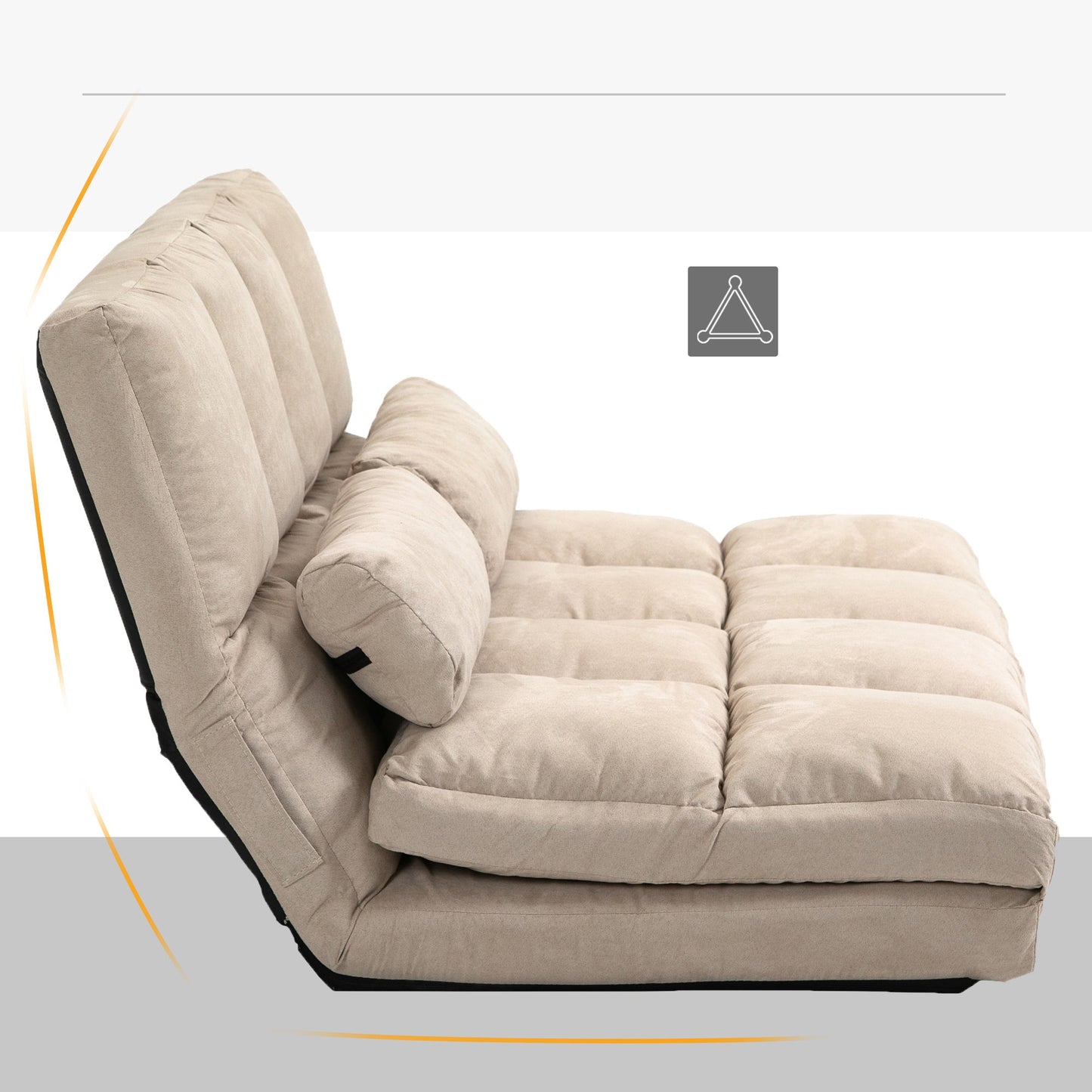 Vloerstol – Vloerstoel – Zitstoel – Ligstoel – Slaapstoel – Verstelbare Rugleuning 3 Posities – Zacht Fluweel Beige