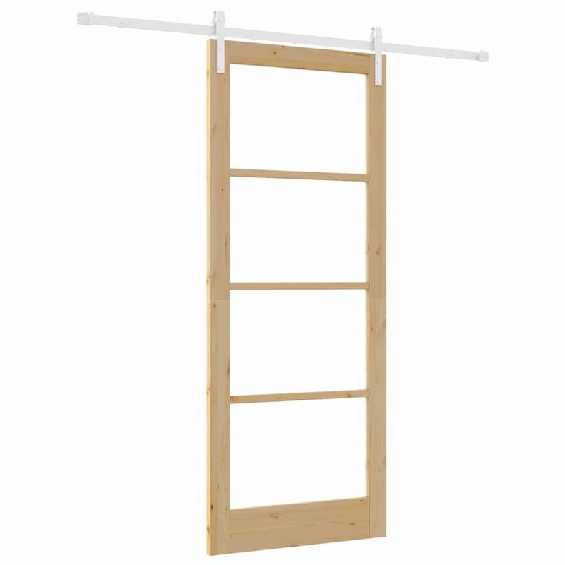 Ruimteverdeler – Roomdivider – Scheidingswand – Schuifwand – Kamerscherm – Massief Grenenhout – Schuifsysteem – 86x211 cm – Bruin Paneel Met Wit Railsysteem – Handmatig Opvouwbaar – Ruimtebesparend