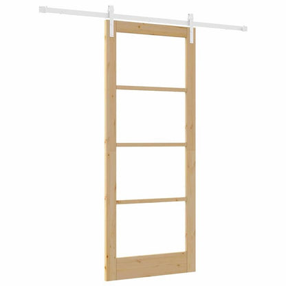 Ruimteverdeler – Roomdivider – Scheidingswand – Schuifwand – Kamerscherm – Massief Grenenhout – Schuifsysteem – 86x211 cm – Bruin Paneel Met Wit Railsysteem – Handmatig Opvouwbaar – Ruimtebesparend