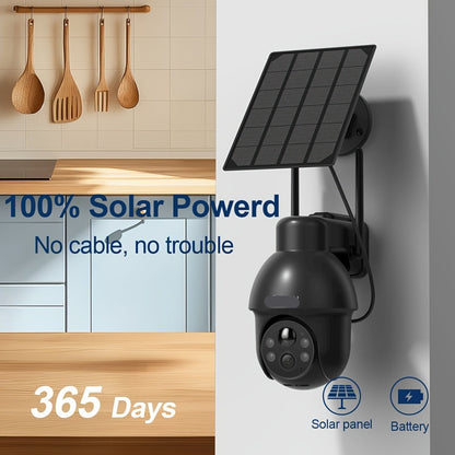Beveiligingscamera – Buitencamera – Wifi Camera – Draadloze Camera – Solar Camera – 3MP Full HD – Nachtvisie - Zwart