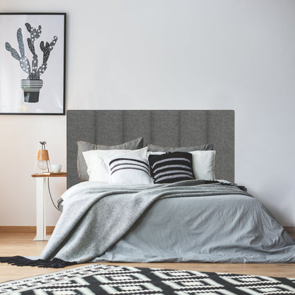 Linen Upholstered Bed Frame with Headboard and Slatted Metal Platform - Ideal Mattress Foundation in Dark Grey/Light Grey, Bedroom Furniture, Minimalist Bedroom, Classic Design, Easy Assembly, Modern Homeowners
