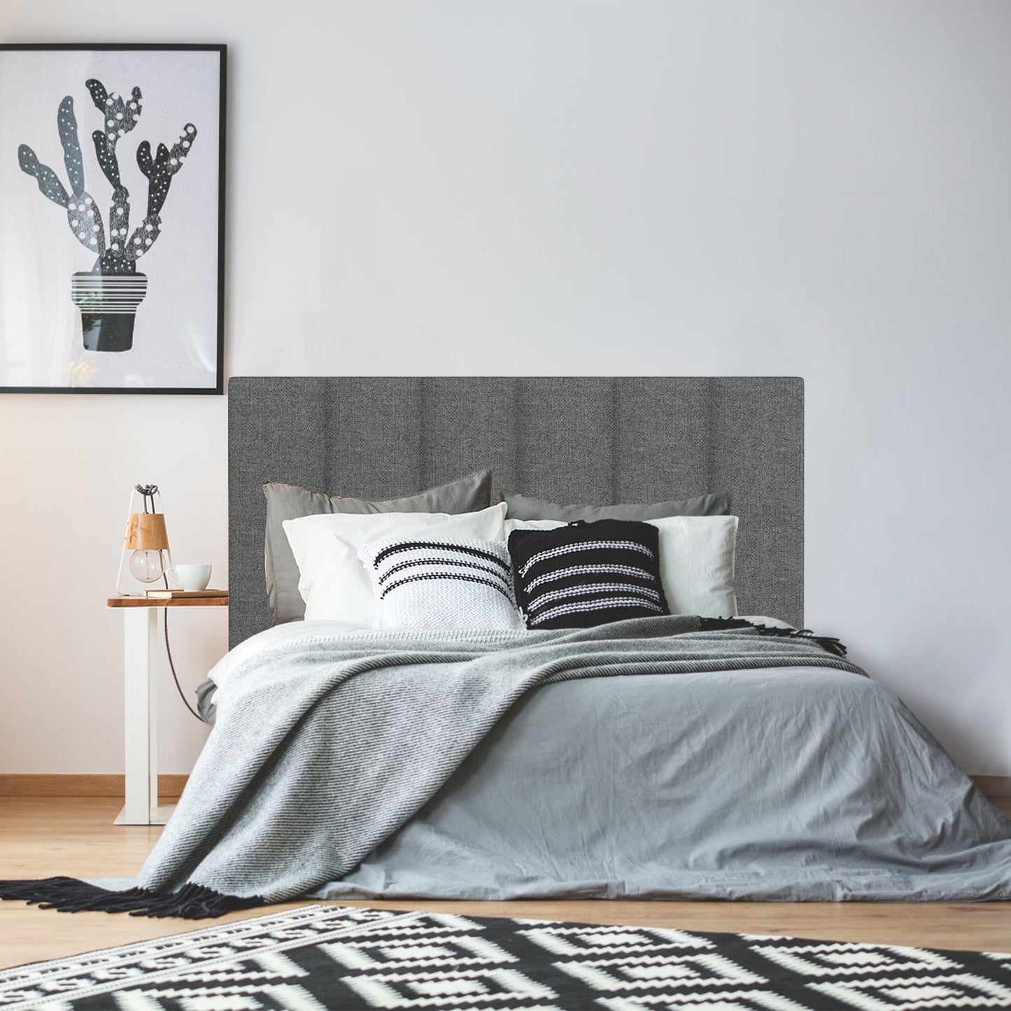 Linnen Gestoffeerd Bedframe – Bedframe Met Hoofdbord – Spiraalbodem Bed – Slaapkamerbed – Boxspringframe – Donkergrijs 140x200 cm – Stevig Stalen Frame – Geluidsarme Spiraalbodem