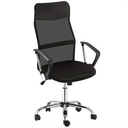 Bureaustoel – Ergonomische Stoel – Office Chair – Gamingstoel – Kantoorstoel – Verstelbare Zithoogte – Kantelfunctie – Ademend Mesh – Gevoerde Zitting – 360° Draaibaar – Zwart