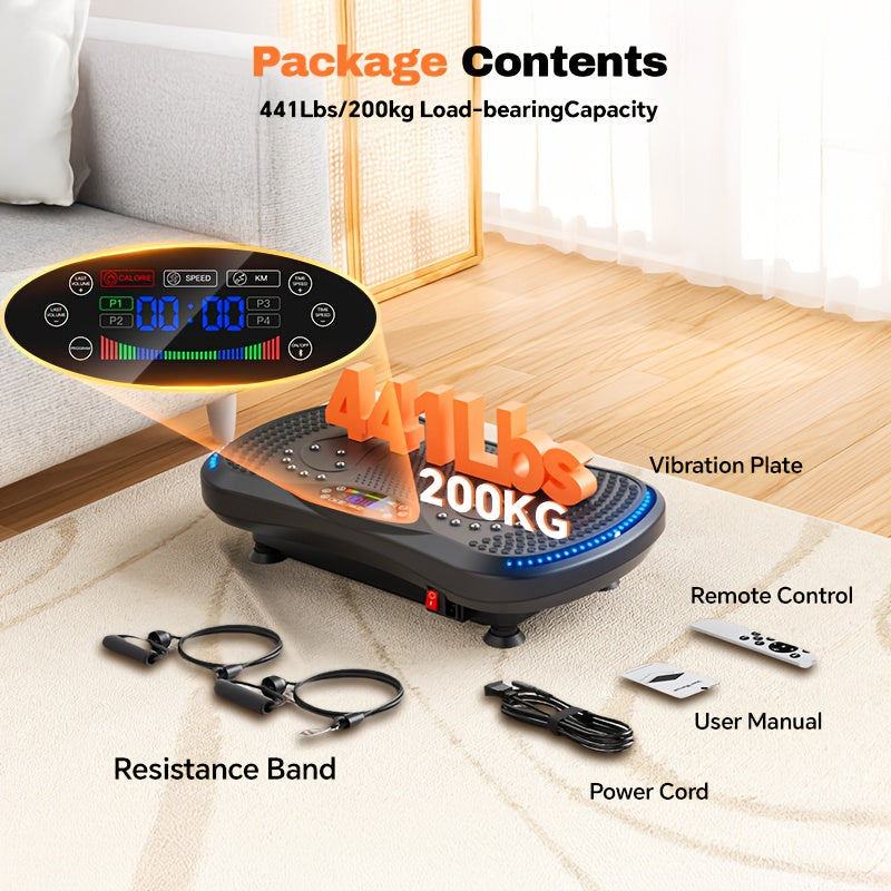 Trilplaat – Vibratieplaat – Vibrerende Fitnessplaat – Powerplate – Fitnessplatform – 7 Lichteffecten – Duurzaam ABS Materiaal