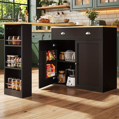 360° Rotating Modern Bar Table & with 2 Drawers, 2 Doors, Shelves - Heavy-Duty Metal Multifunctional Furniture for Kitchen, Dining Room, - Space-Saving Rotator Sideboard (Assembly Required), Kitchen Must Haves, Storage And O