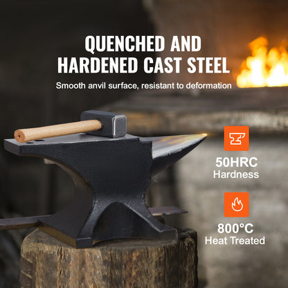 Aambeeld – Hamerbank – Smidtool – Metaalbeitel – Enkele Hoorn – Hoogwaardig Gietstaal – 50 HRC Hardheid – Groot Werkvlak 26,3 x 8,8 cm