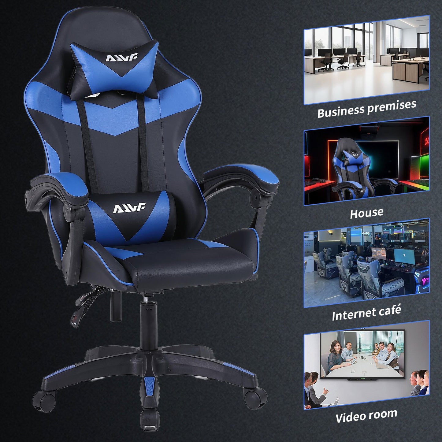 High-Back Gaming Chair PC Office Chair Computer Racing Chair PU Desk Task Chair Ergonomic Executive Swivel Rolling Chair with Lumbar Support for Back Pain Women, Men