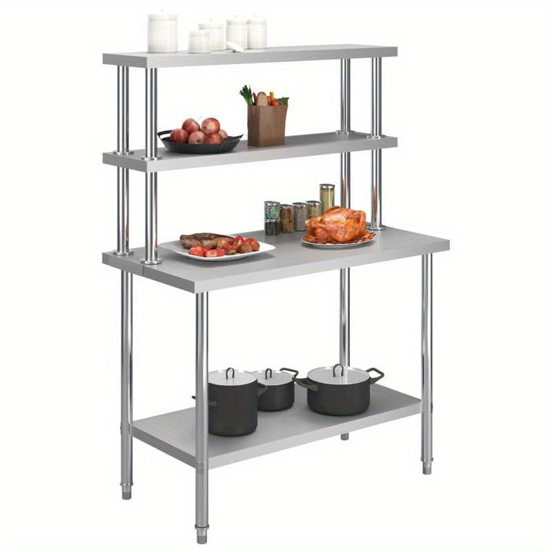 Keuken Werkbank – Werktafel – RVS Werkblad – Werkbank Met Bovenplank – Keukentafel – Roestvrij Staal – 120x60 cm – 150 cm Hoog